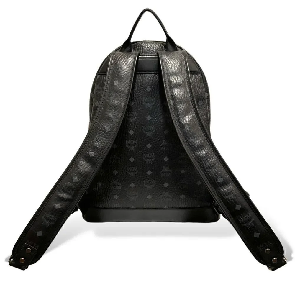 MCM Blk/Gry Monogram Stark Side Studs Backpack in Visetos |Size: 42.5cm|